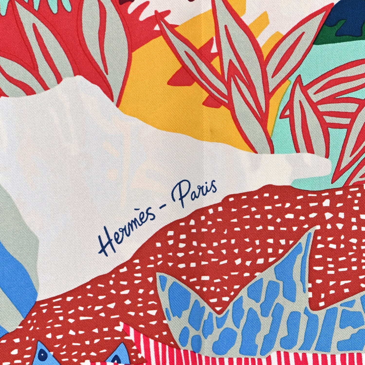 Hermes Silk En Liberte Scarf 90 Bleu Moyen Vert 3 of 5