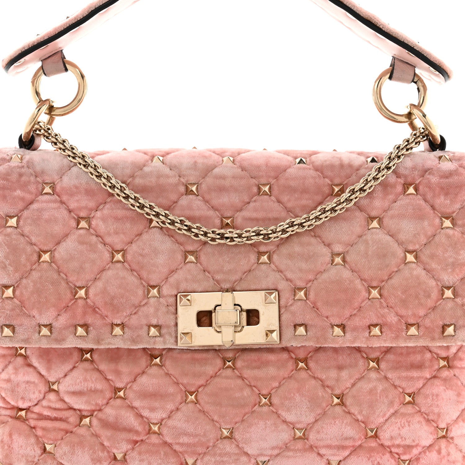 Valentino Garavani Velvet Medium Rockstud Spike Shoulder Bag Water Rose 6 of 8