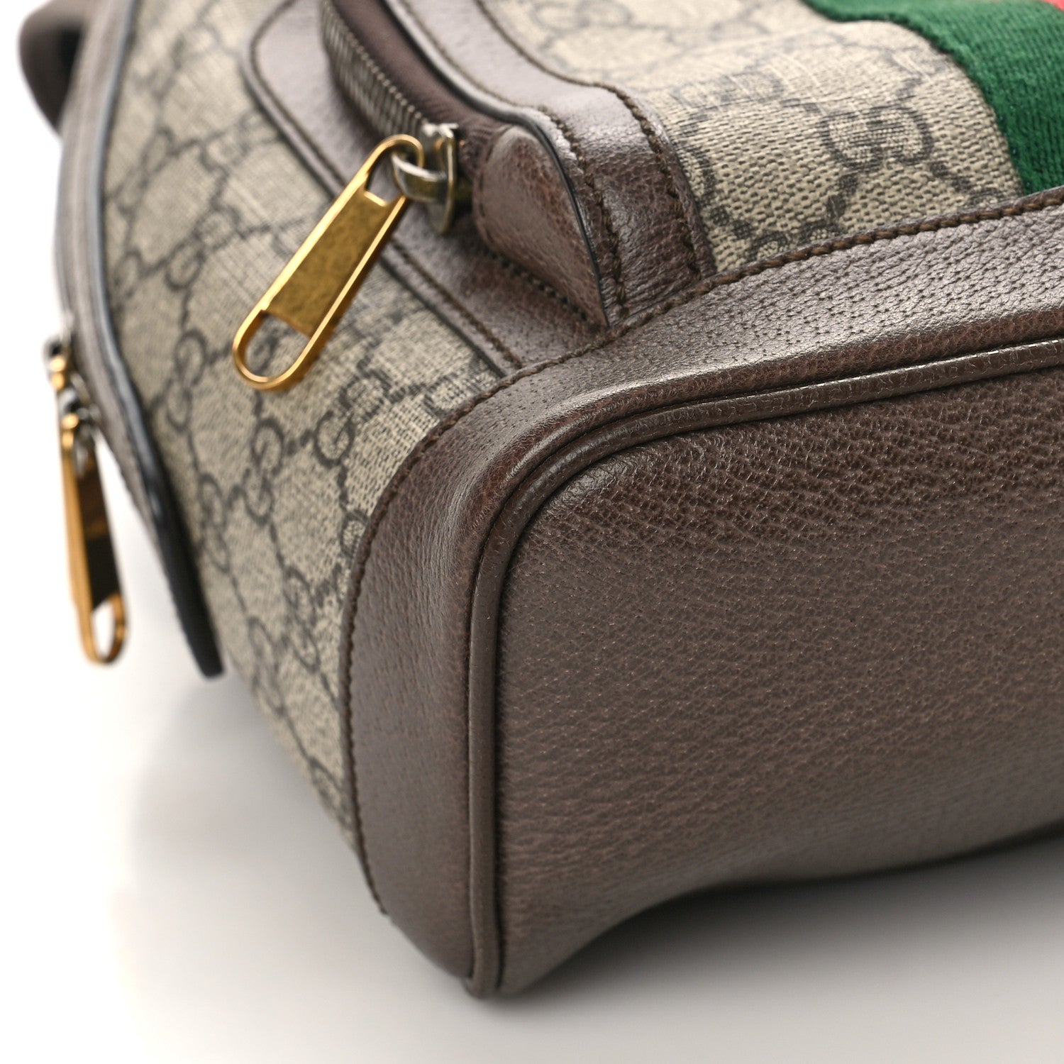 Gucci GG Supreme Monogram Calfskin Web Small Ophidia Day Backpack Beige Ebony New Acero 8 of 9