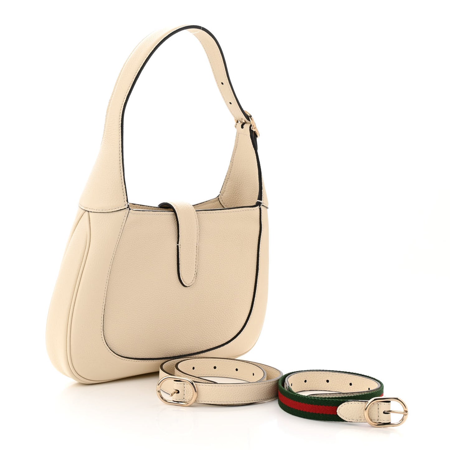 Grained Calfskin Web Medium Jackie 1961 Hobo Mystic White