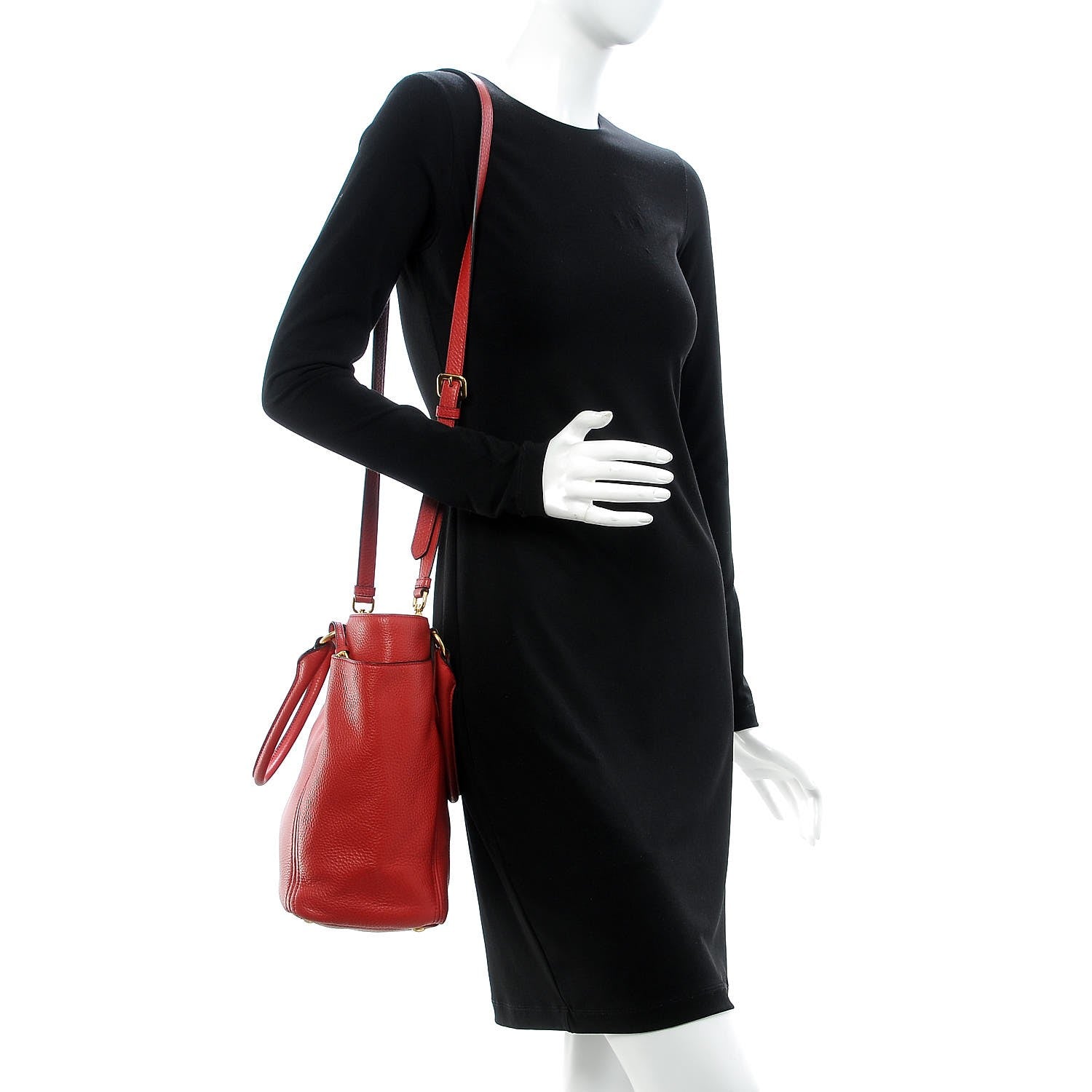 Prada Vitello Daino Side Pocket Tote Rosso 2 of 9