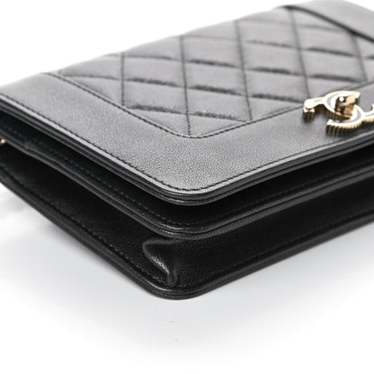 Chanel Sheepskin Quilted Mademoiselle Vintage Wallet On Chain WOC Dark Grey 9 of 11