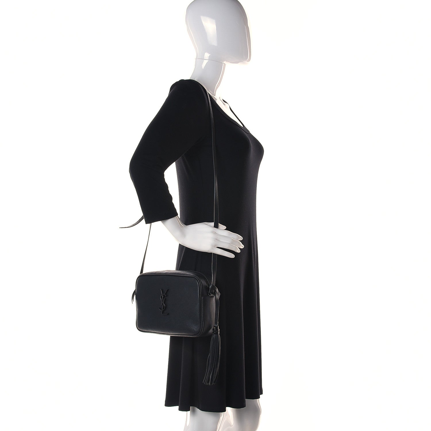 Saint Laurent Lambskin Monogram Small Lou Camera Bag Black 2 of 9