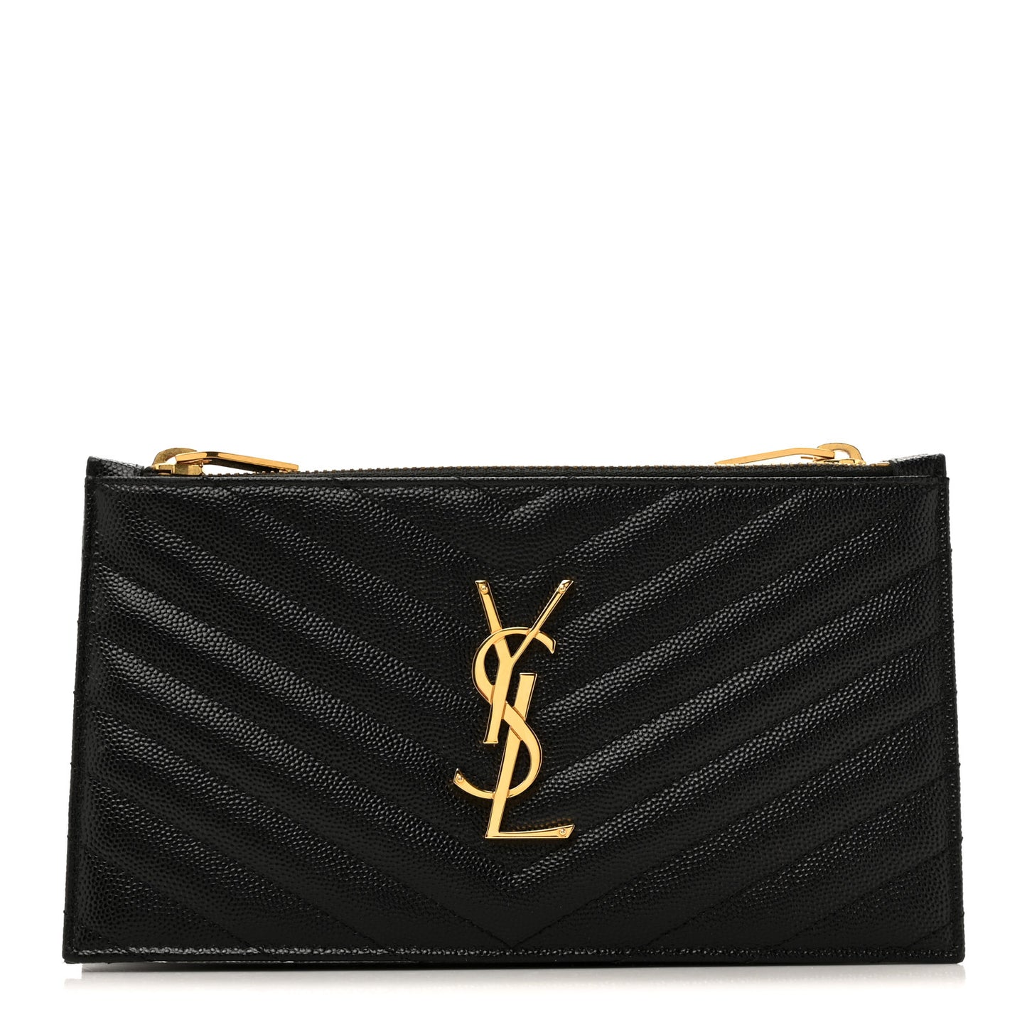 Grain De Poudre Matelasse Chevron Monogram Double Zip Wallet Black