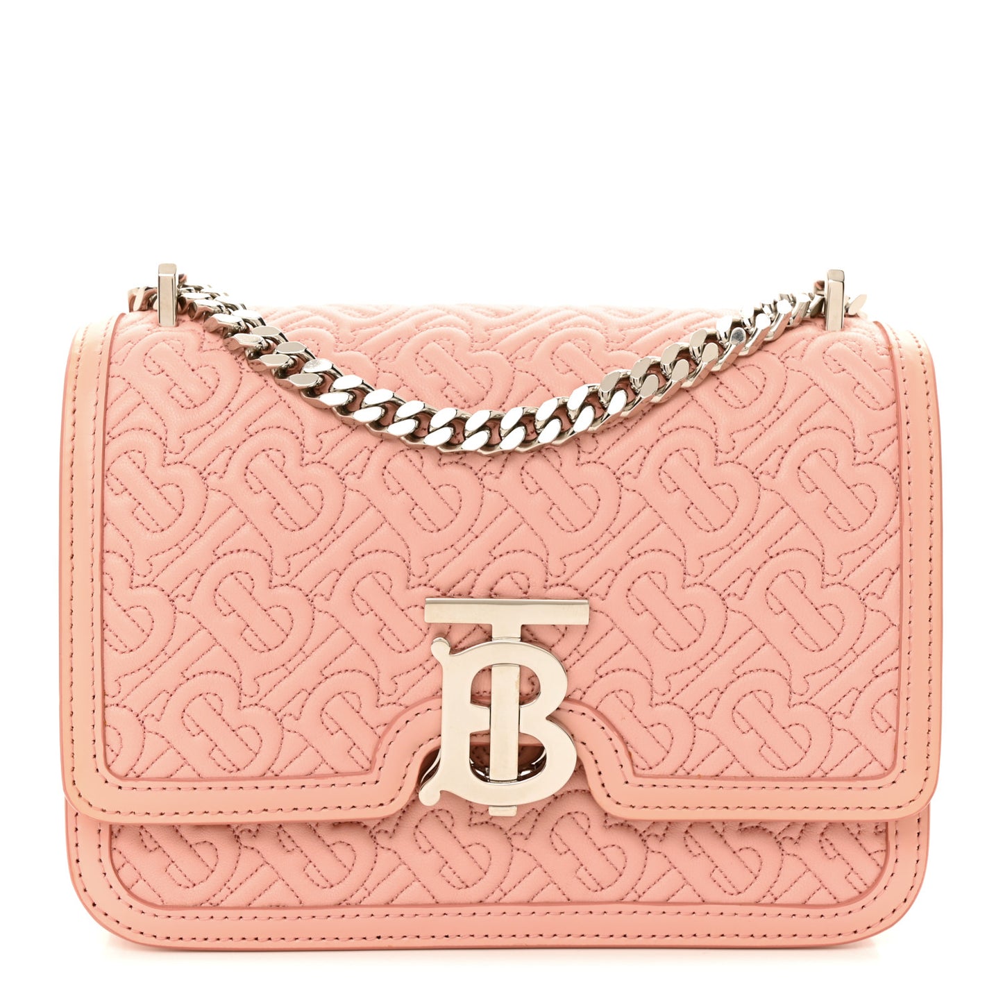 Calfskin Monogram Embossed Small TB Chain Bag Blush Pink