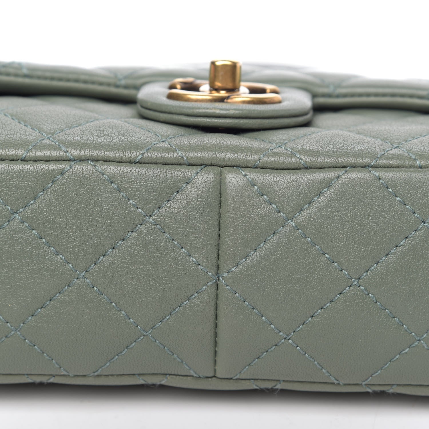 Chanel Sheepskin Quilted Trapezio Camera Case Green 12 of 12