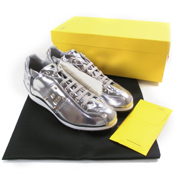 Metallic Calfskin Sneakers 40 Argento