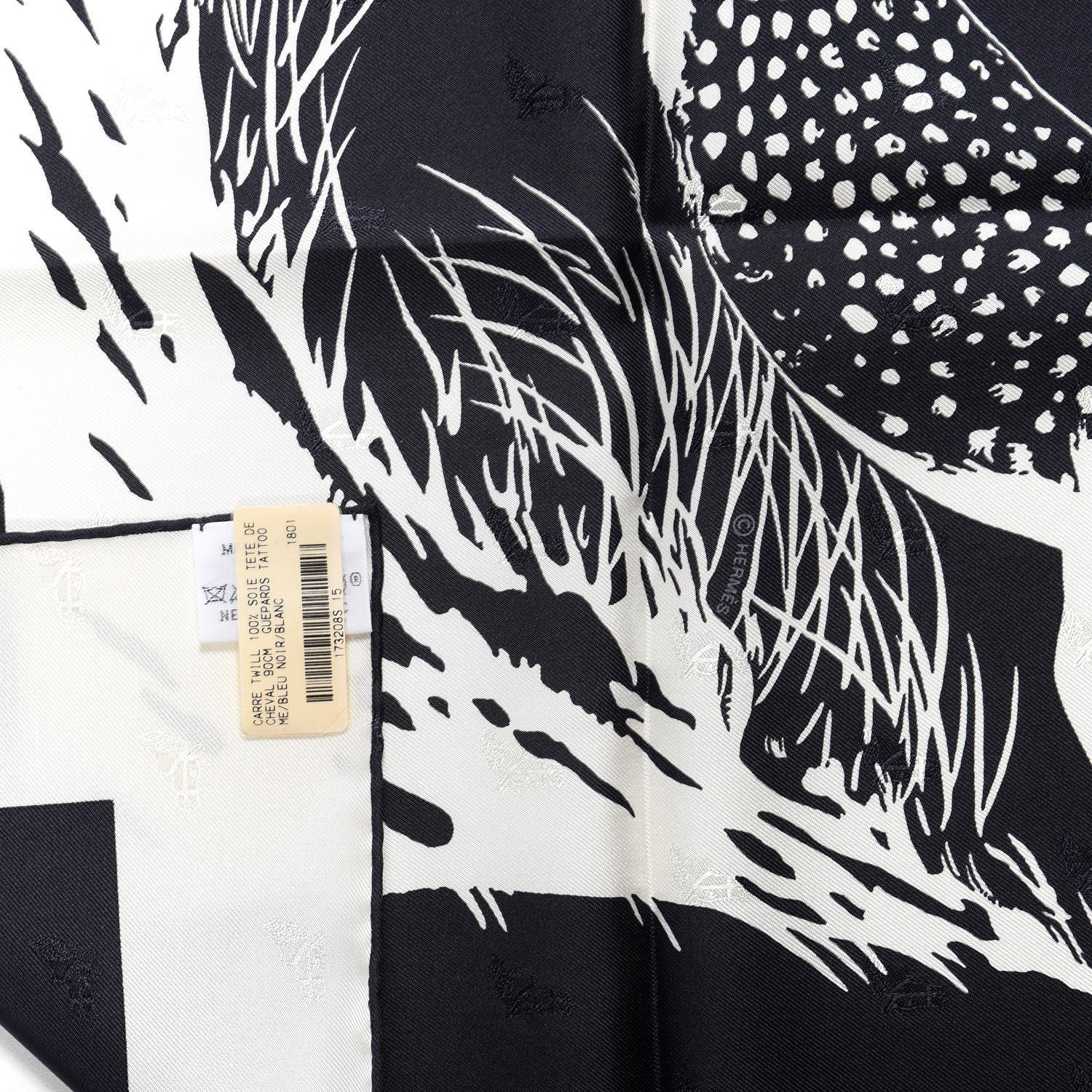 Hermes Silk Guepards Scarf 90 Bleu Black White 2 of 3