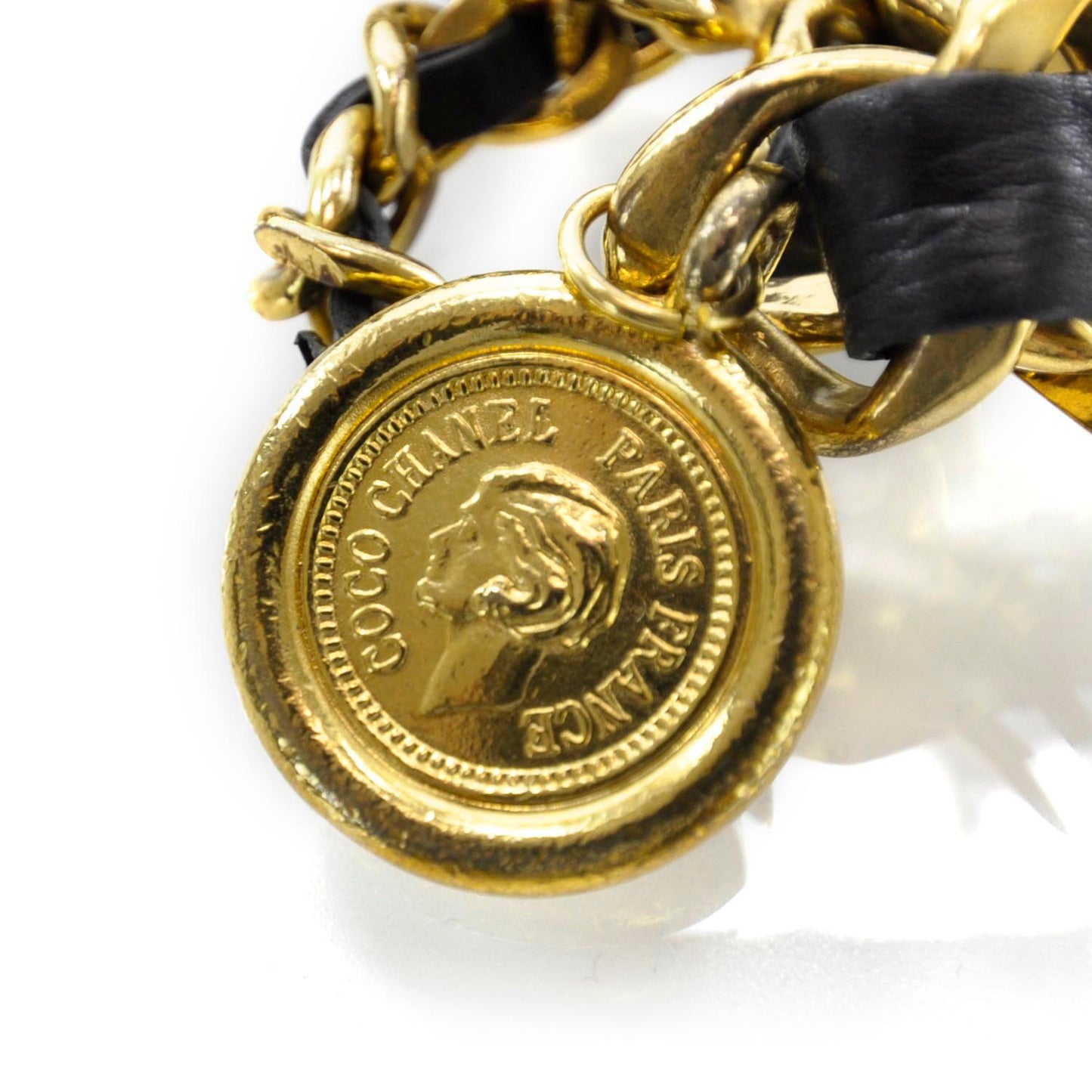 Leather Chain CC Coin Belt Gold