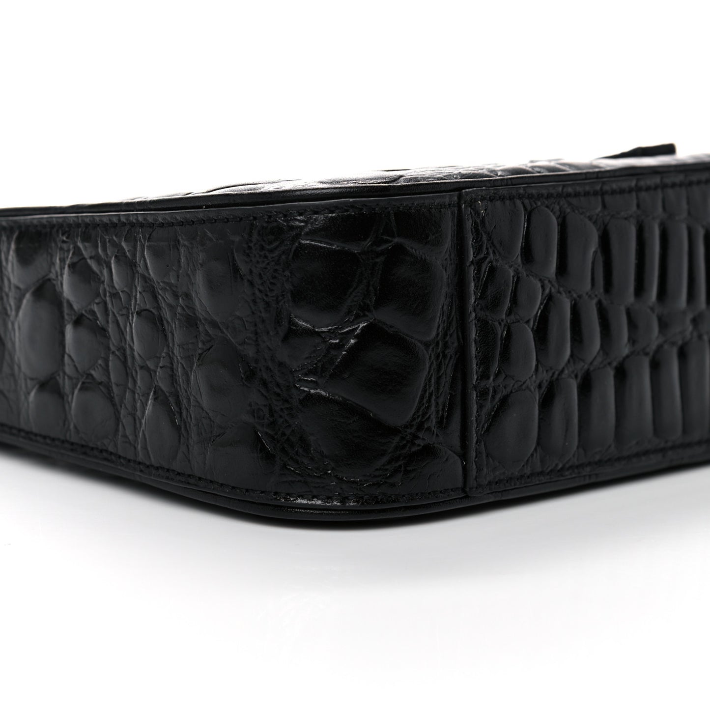 Calfskin Crocodile Embossed Le 5 A 7 Hobo Black