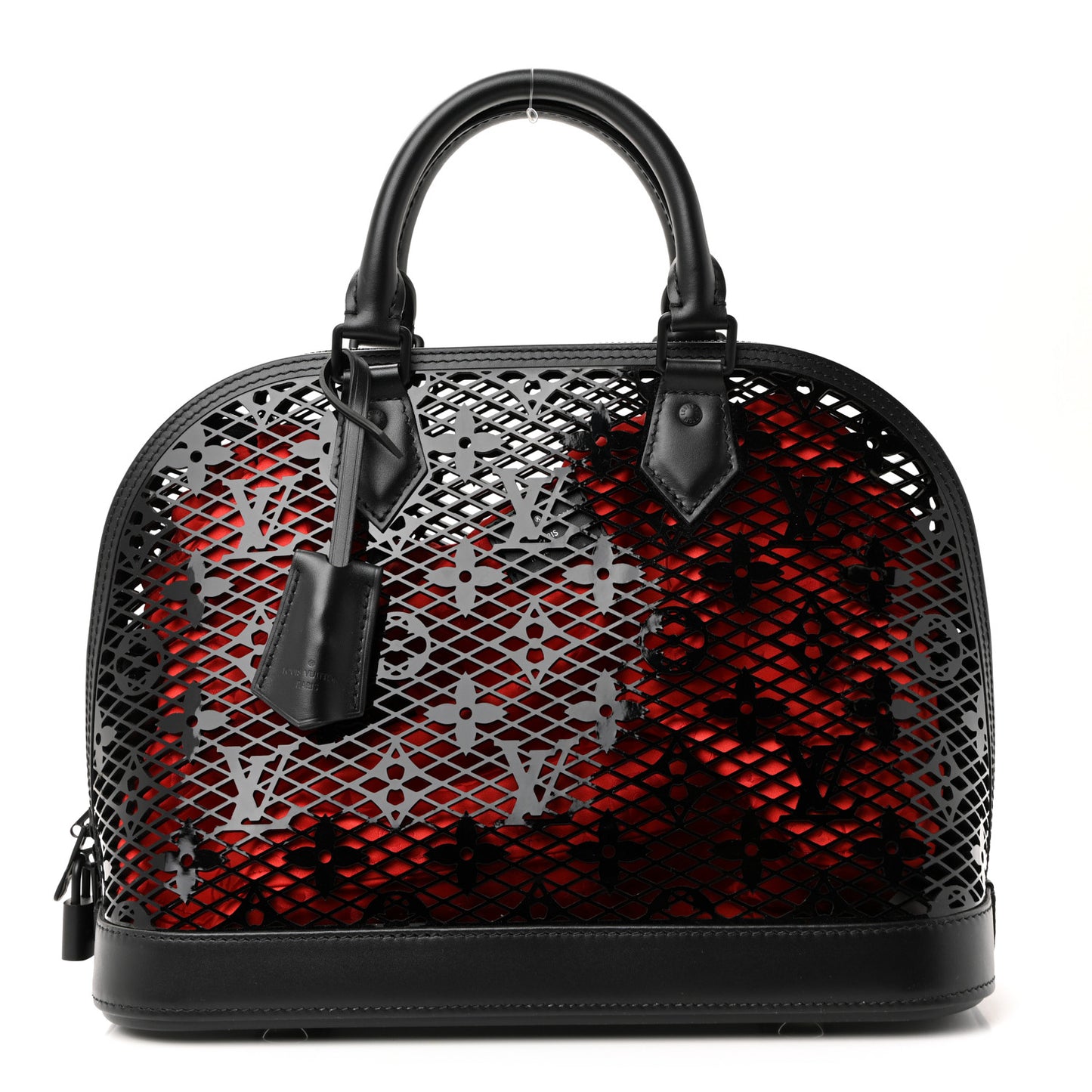 Patent Calfskin Laced Monogram Alma PM Black