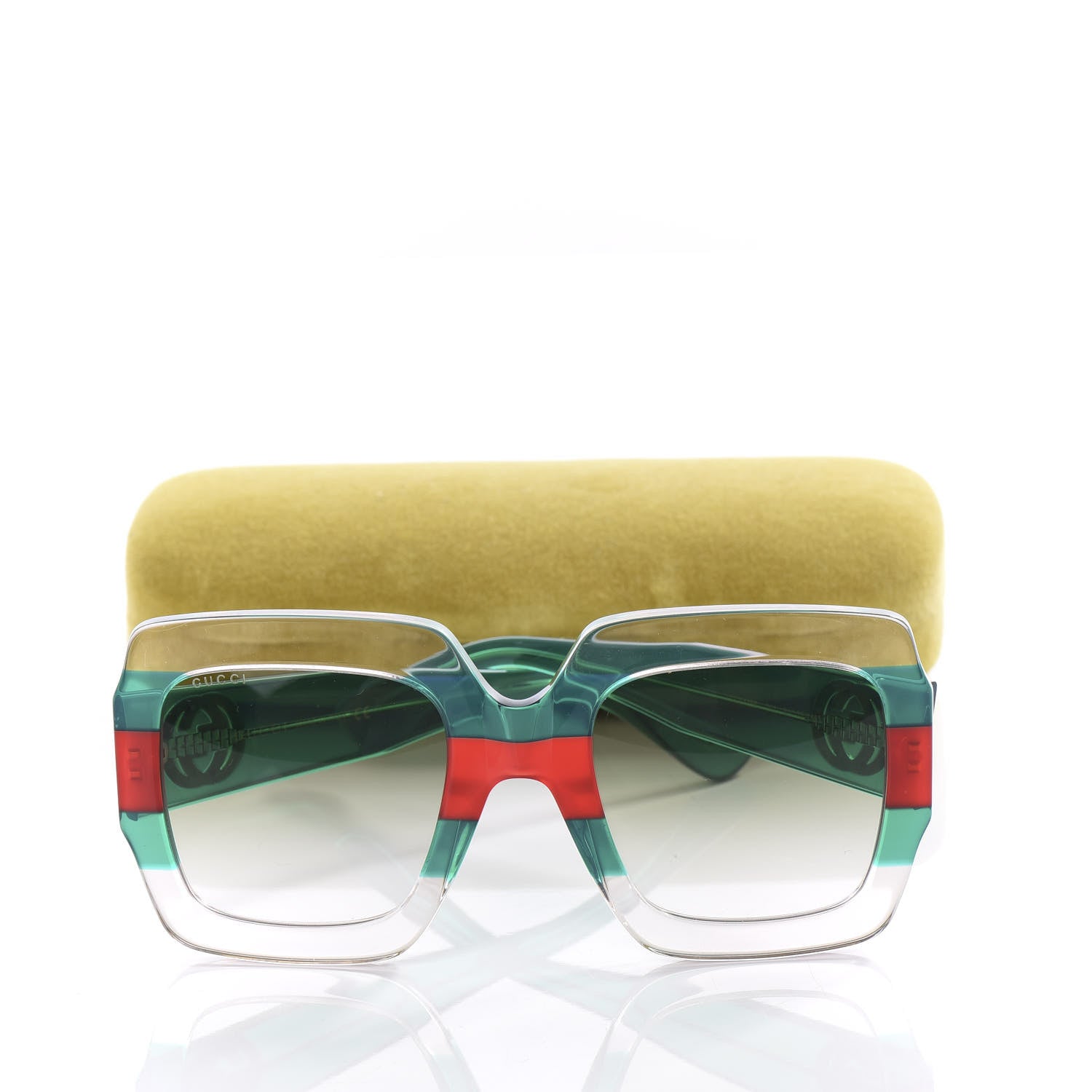 Gucci Square Web Frame GG0178S Sunglasses Green Red 8 of 8