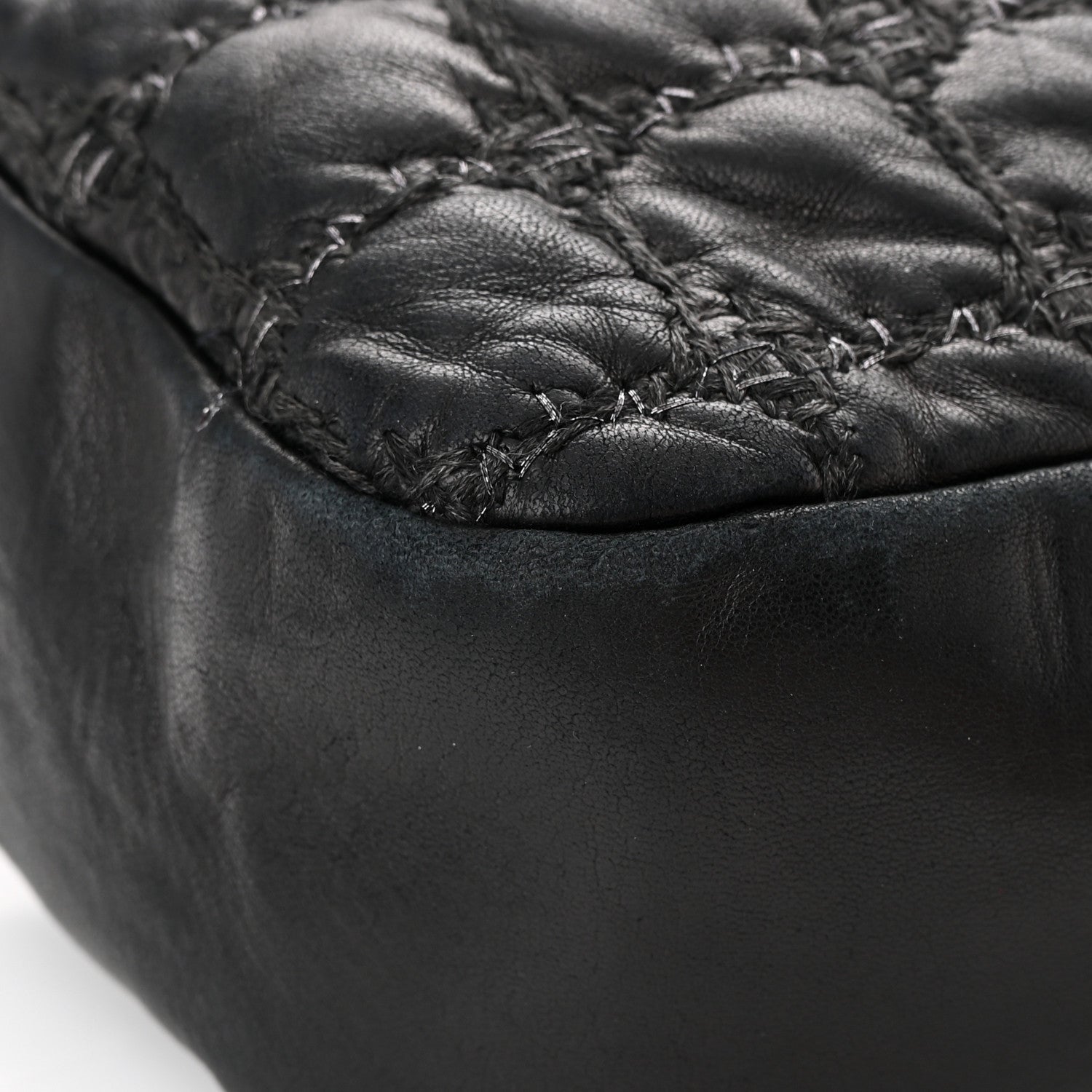 Chanel Lambskin Tweed Double Stitch Maxi Flap Black 14 of 16