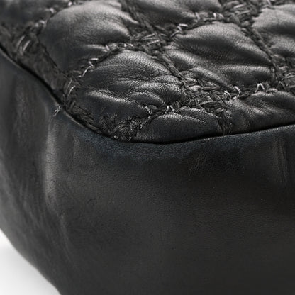 Chanel Lambskin Tweed Double Stitch Maxi Flap Black 14 of 16