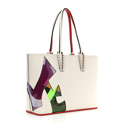 Christian Louboutin Calfskin PVC Love Spikes East West Cabata Tote Latte Multicolor 3 of 13