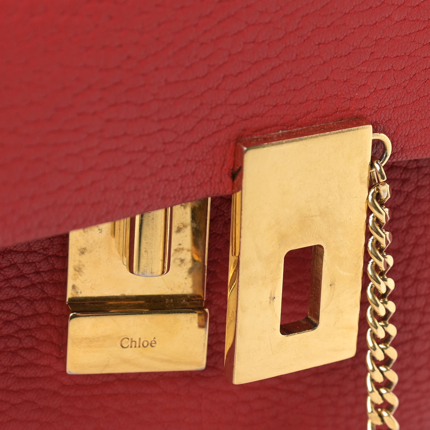 Chloe Grained Lambskin Drew Shoulder Bag Plaid Red 14 of 15