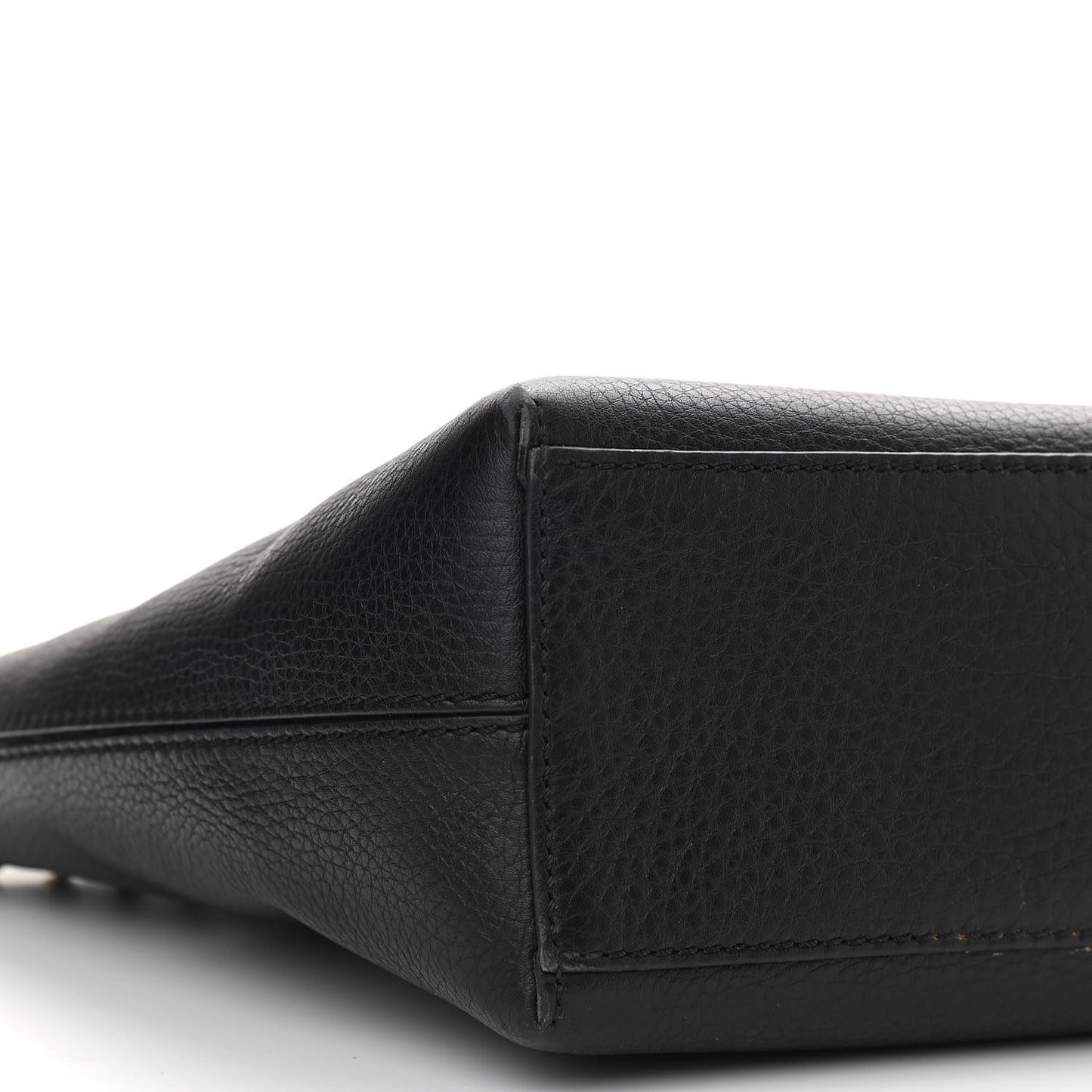 Grained Calfskin Small Rockstud Shoulder Tote Black