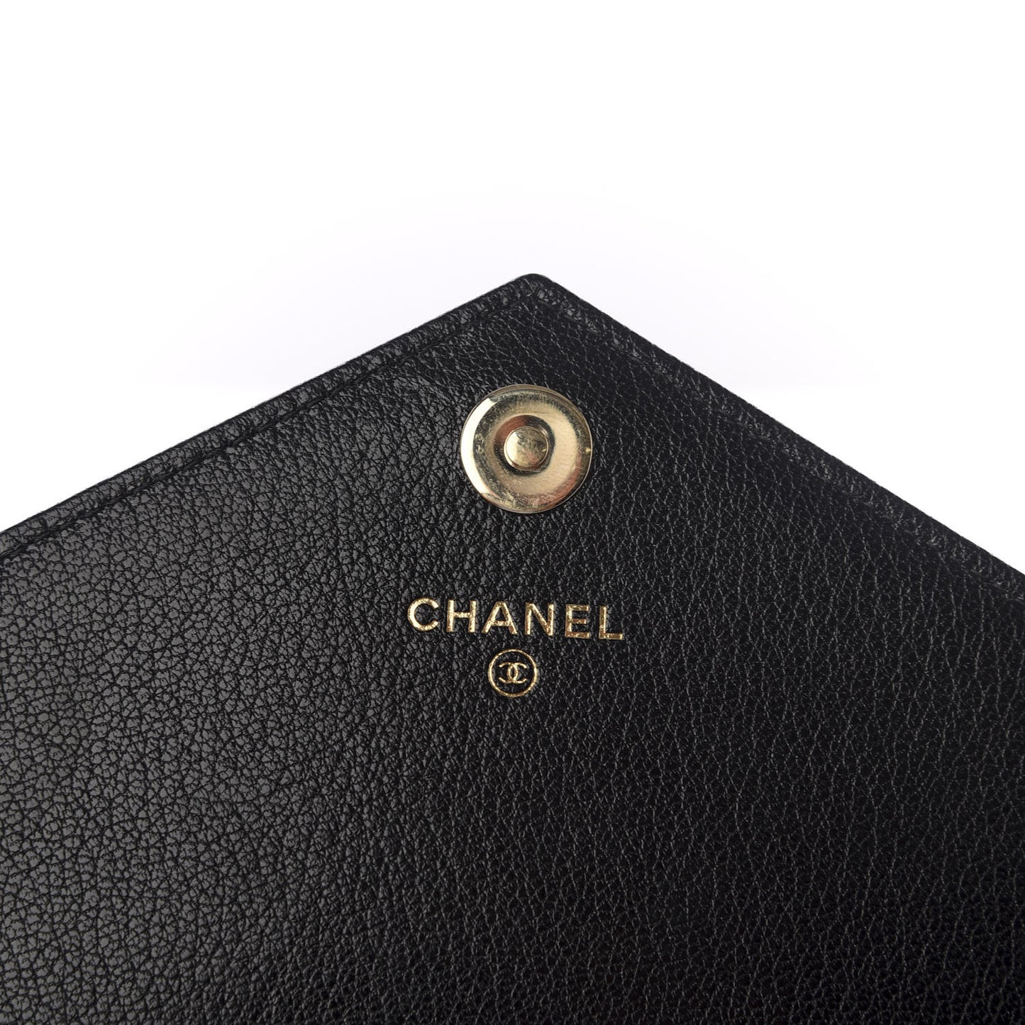 Goatskin Chevron Quilted Statement Wallet On Chain WOC Black