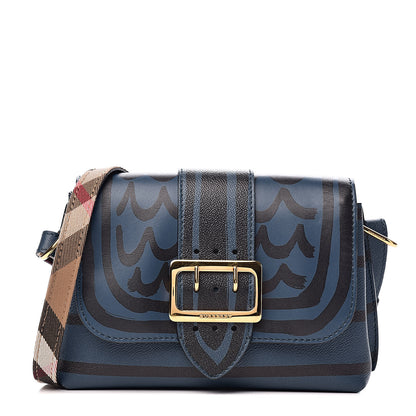 Burberry Soft Grained Calfskin Check Graphic Print Small Medley Crossbody Blue 1 of 12