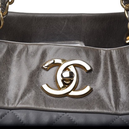 Chanel Calfskin Quilted Large Soft Elegance Tote Grey 14 of 14