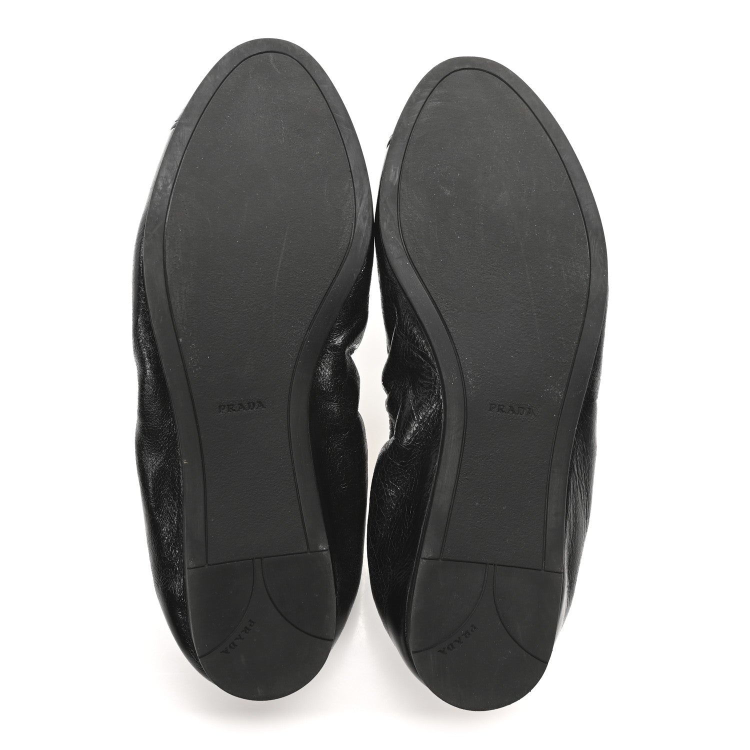Prada Vitello Shine Cap Toe Logo Ballet Flats 37 Black 6 of 8