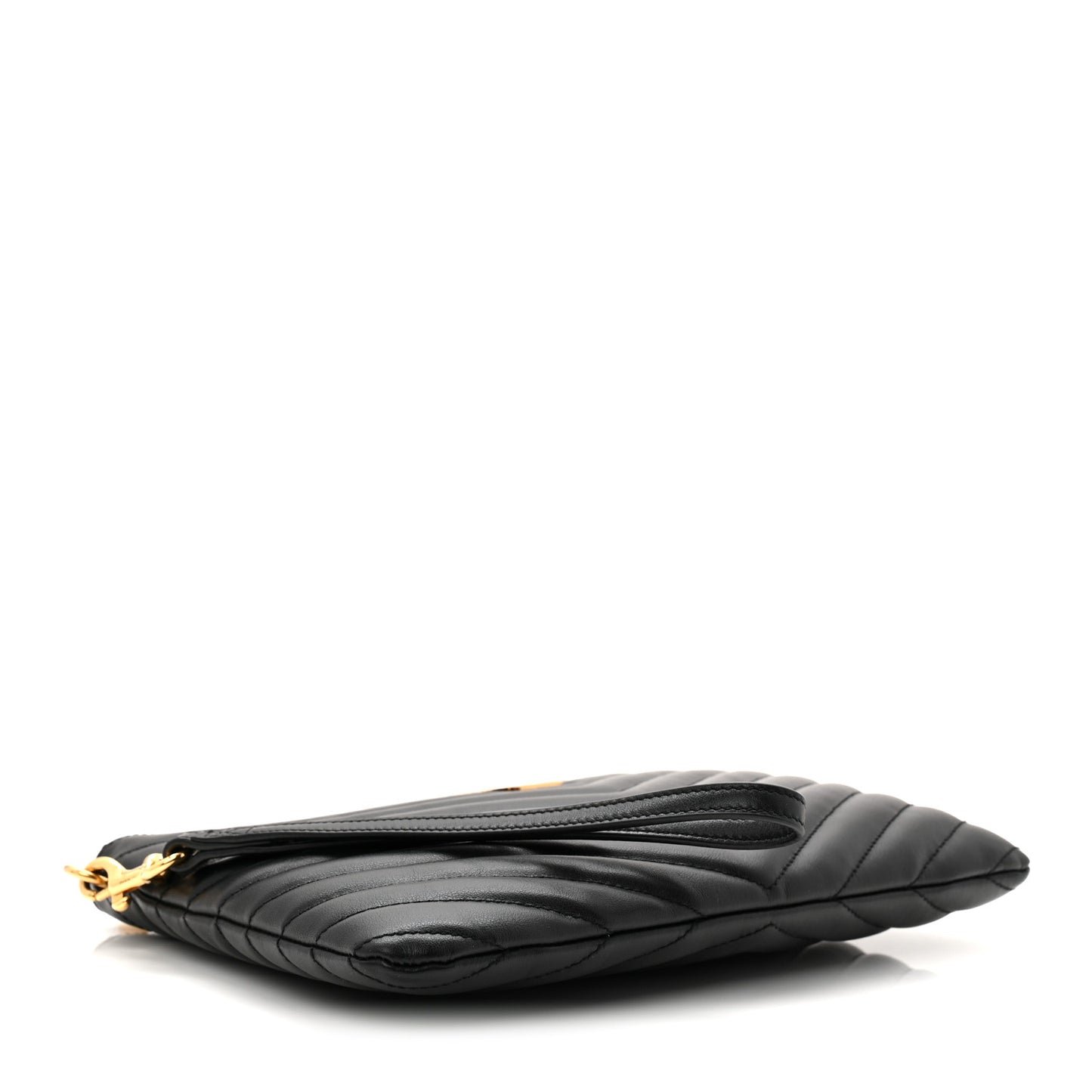 Calfskin Matelasse Chevron Monogram A5 Wristlet Black