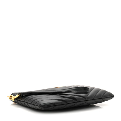 Saint Laurent Calfskin Matelasse Chevron Monogram A5 Wristlet Black 4 of 7