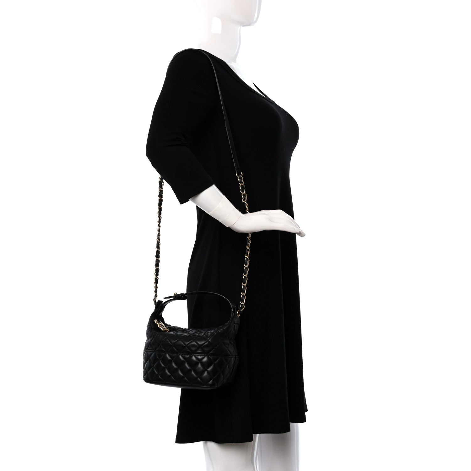 Chanel Lambskin Quilted Small Hobo Black 2 of 9