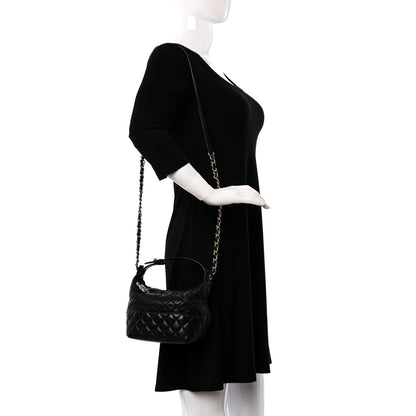 Chanel Lambskin Quilted Small Hobo Black 2 of 9