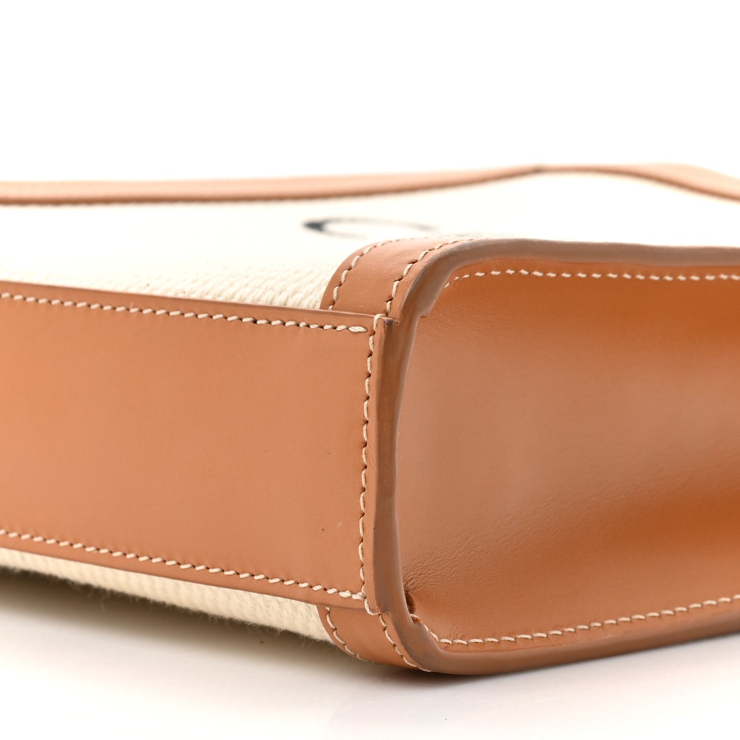 Canvas Calfskin Mini Vertical Cabas Natural Tan