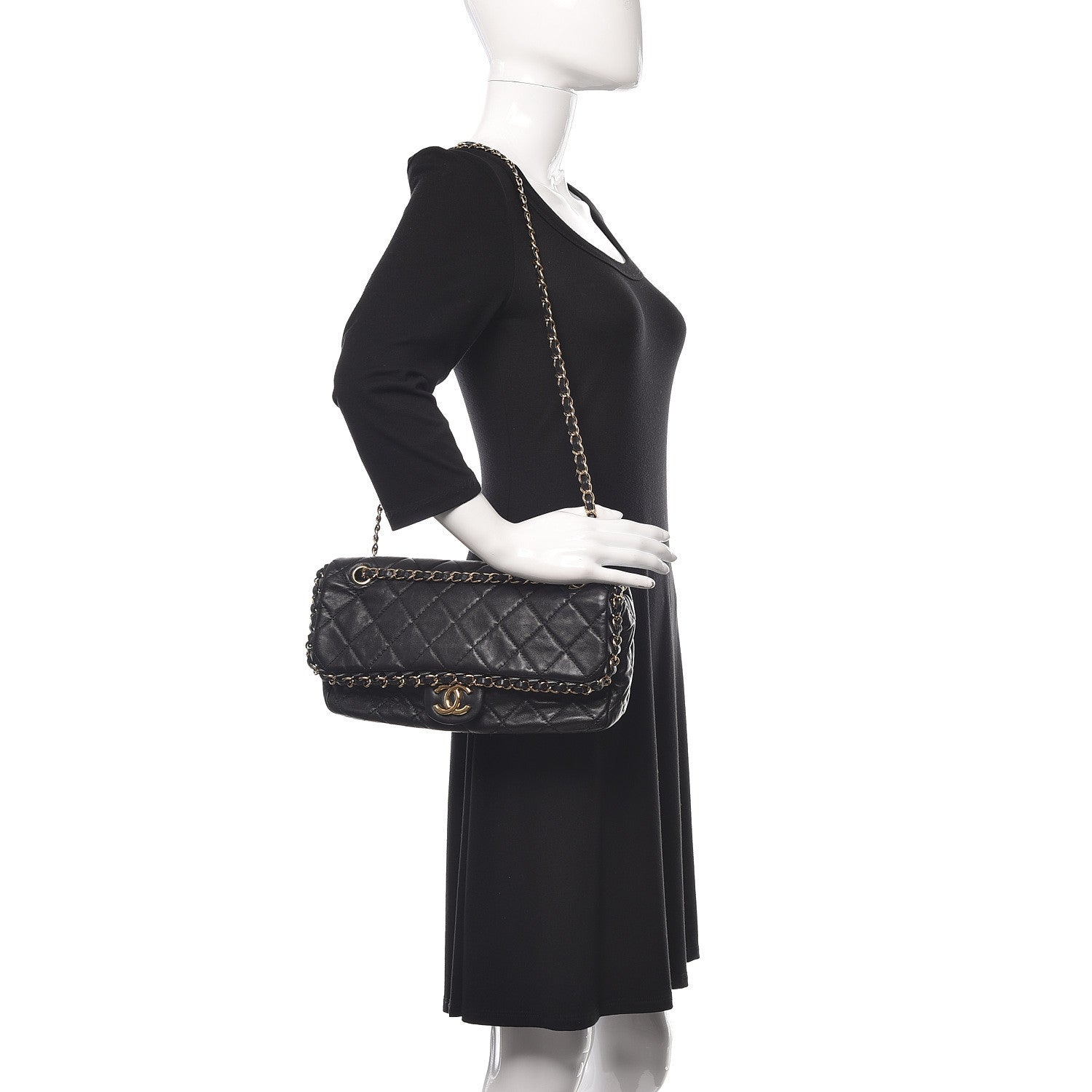 Chanel Calfskin Quilted Medium Chain Me Flap Black 2 of 10