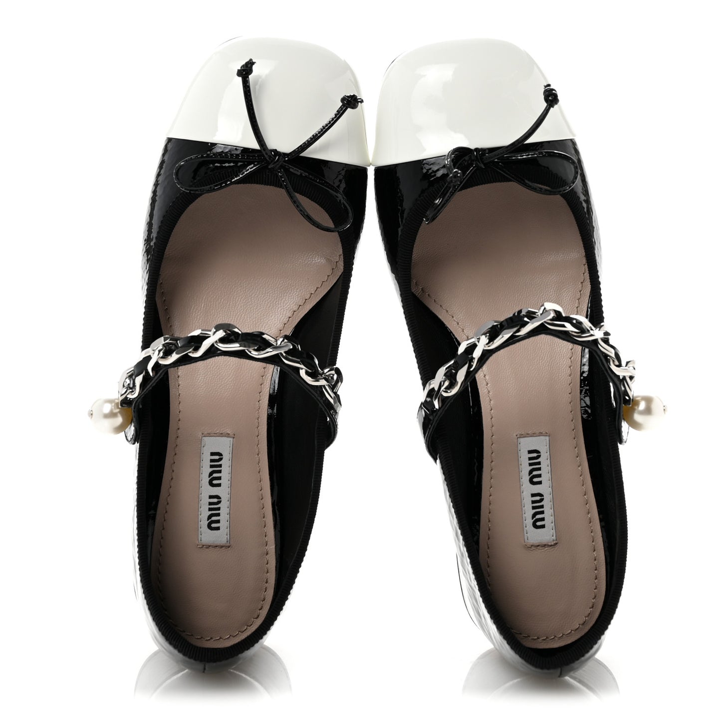 Vernice Chain Pearl Mary Jane Pumps 36.5 Black White