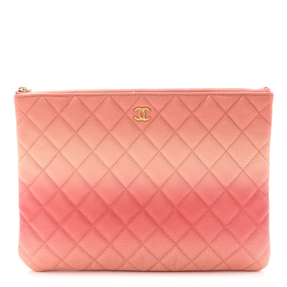 Chanel Caviar Quilted Ombre Medium Cosmetic Case Coral 1 of 7