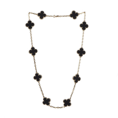 Van Cleef & Arpels 18K Yellow Gold Black Onyx 10 Motifs Vintage Alhambra Necklace 3 of 6