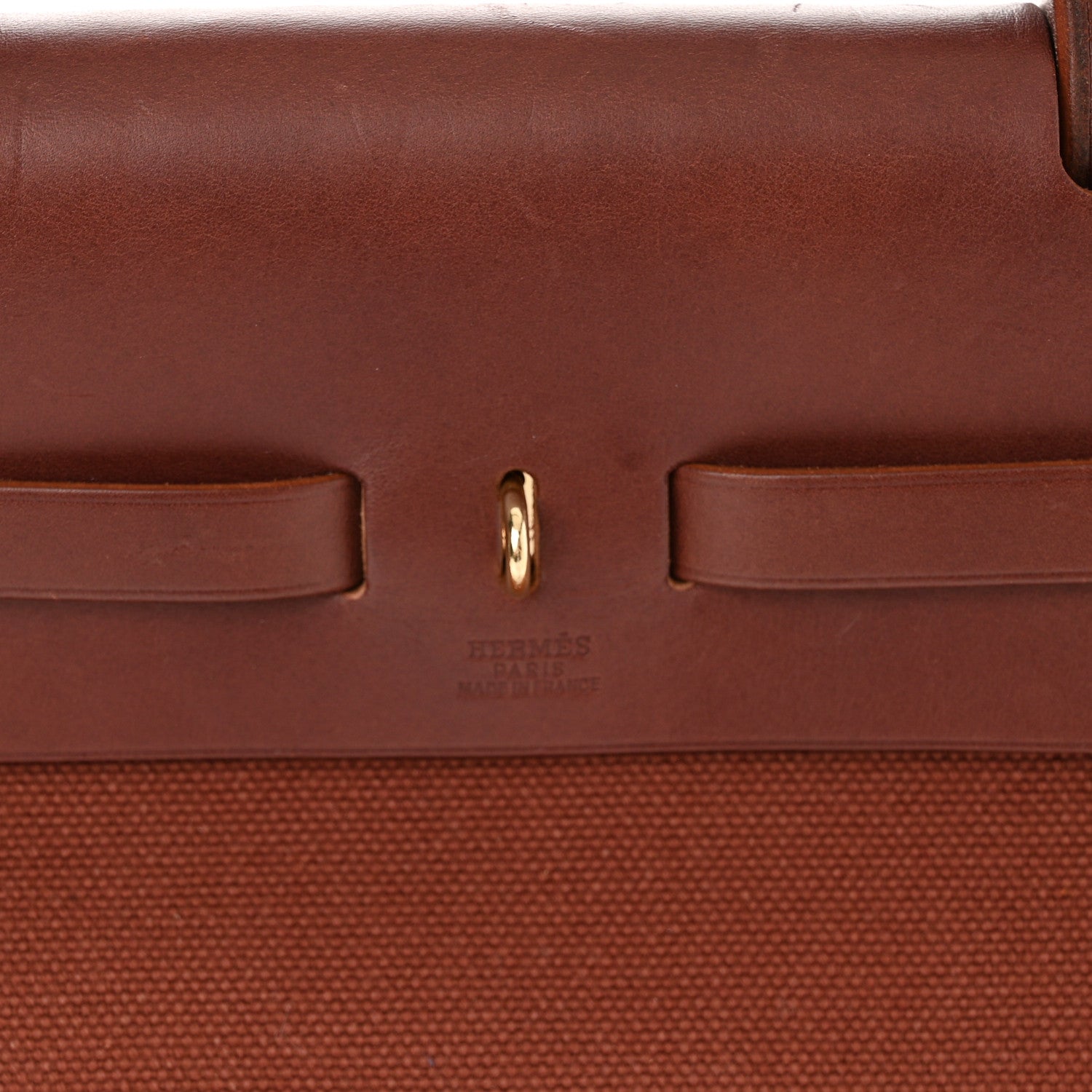 Hermes Toile Calfskin Herbag 39 GM Rouge H 7 of 11