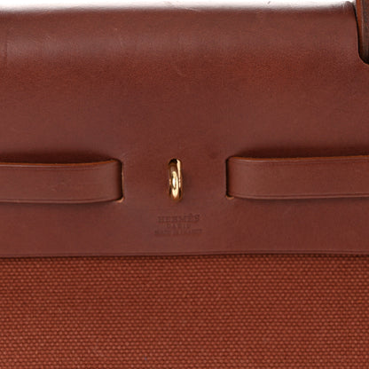 Hermes Toile Calfskin Herbag 39 GM Rouge H 7 of 11