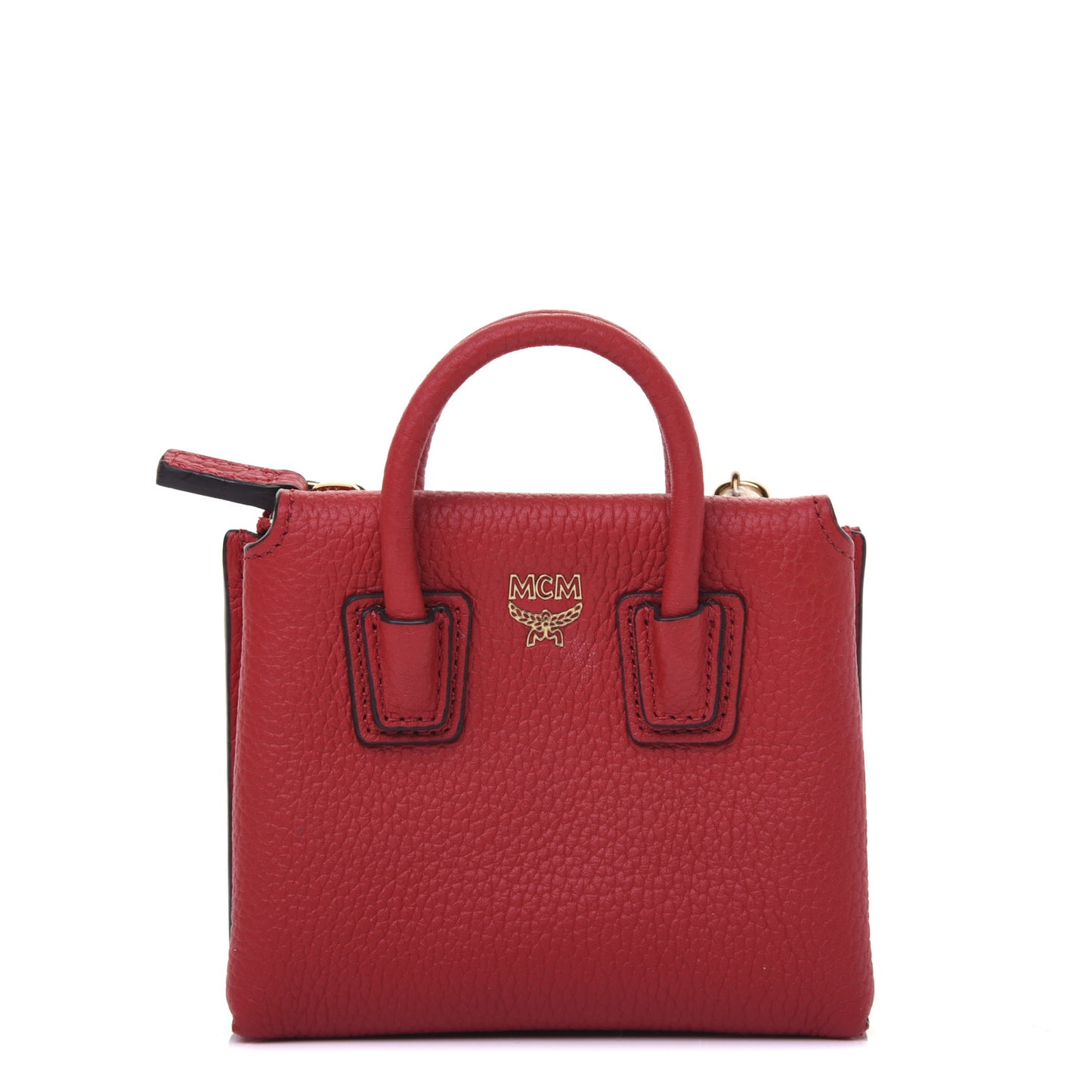Grained Calfskin Mini Milla Handbag Card Case Ruby Red