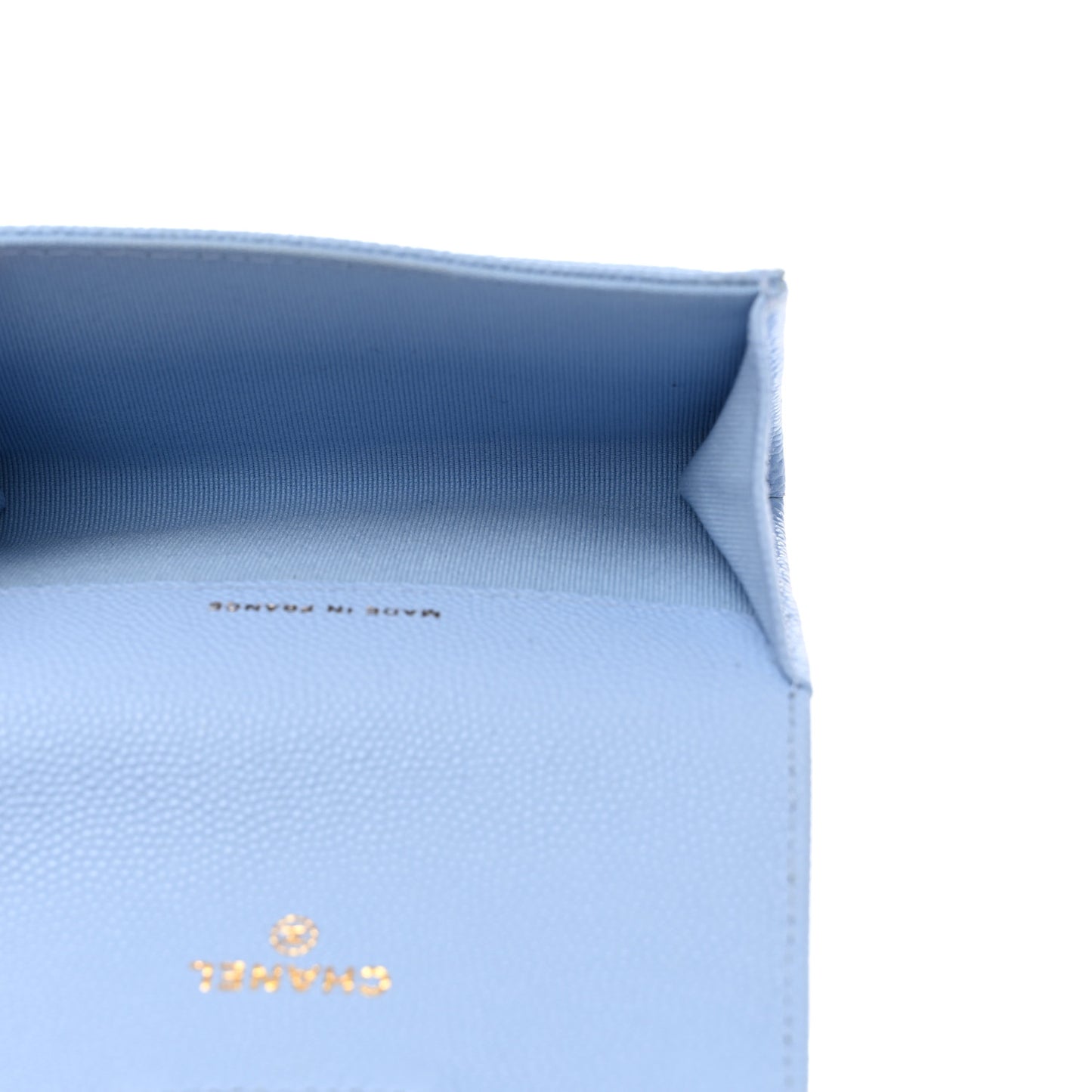 Caviar Quilted Flap Card Holder Wallet Light Blue