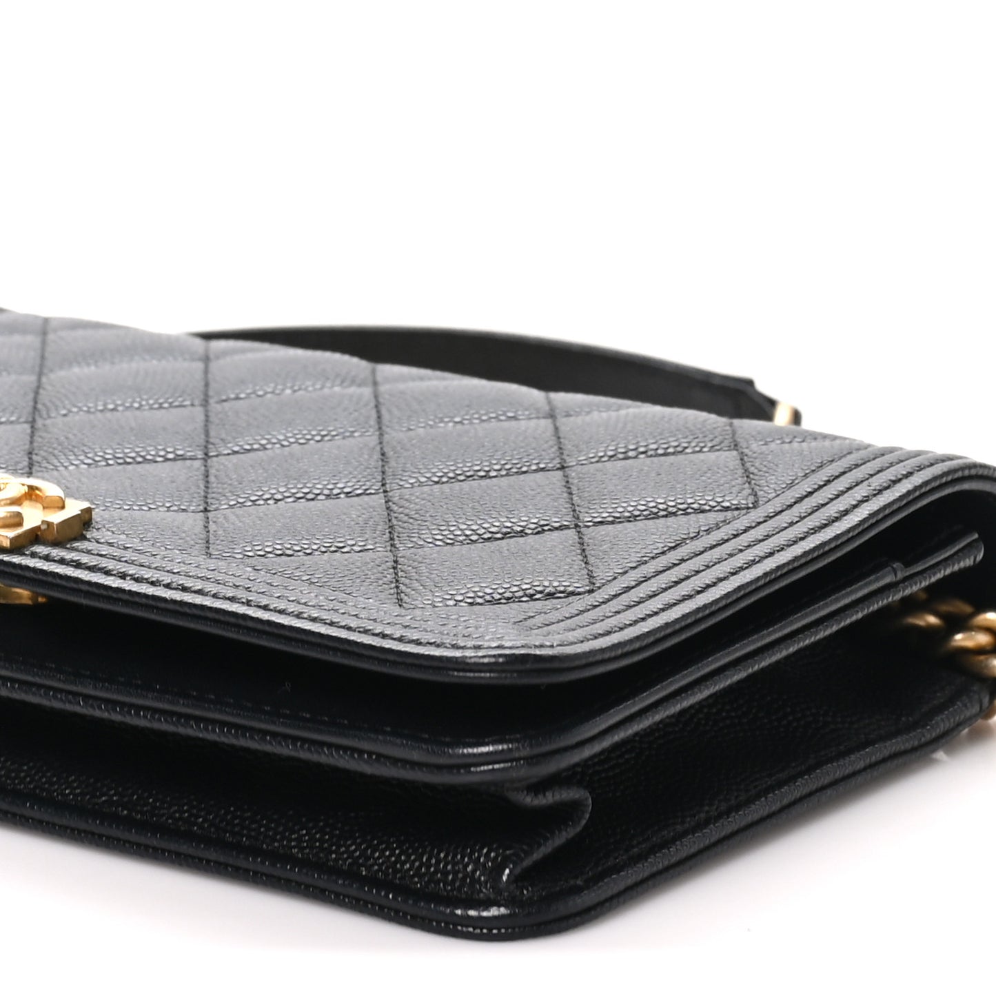 Caviar Quilted Boy Wallet On Chain WOC Black