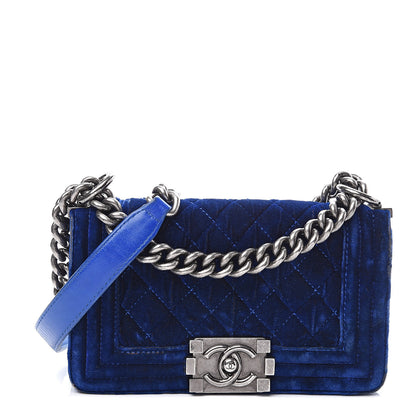 Chanel Velvet Quilted Small Boy Flap Blue 1 of 10