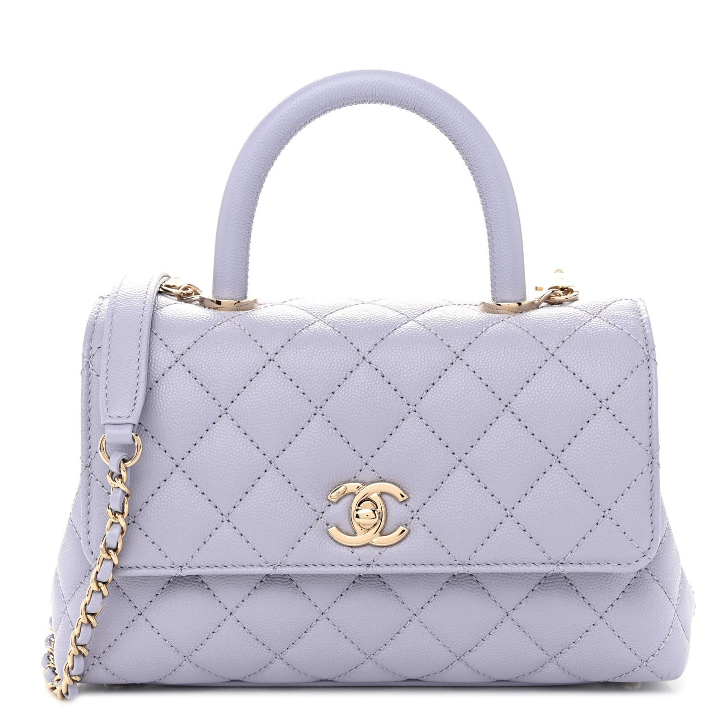 Caviar Quilted Mini Coco Handle Flap Light Purple