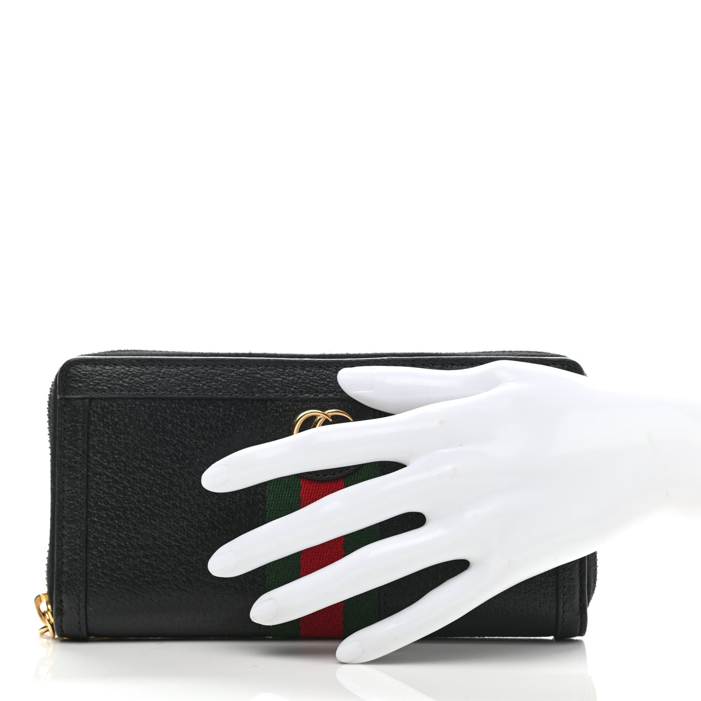Calfskin Web Ophidia Zip Around Wallet Black
