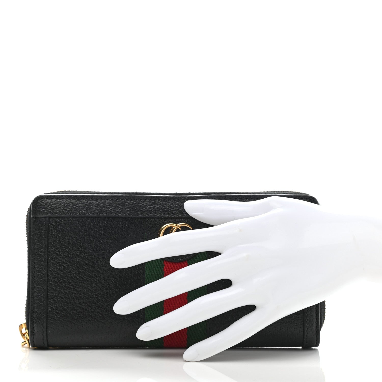 Gucci Calfskin Web Ophidia Zip Around Wallet Black 2 of 7