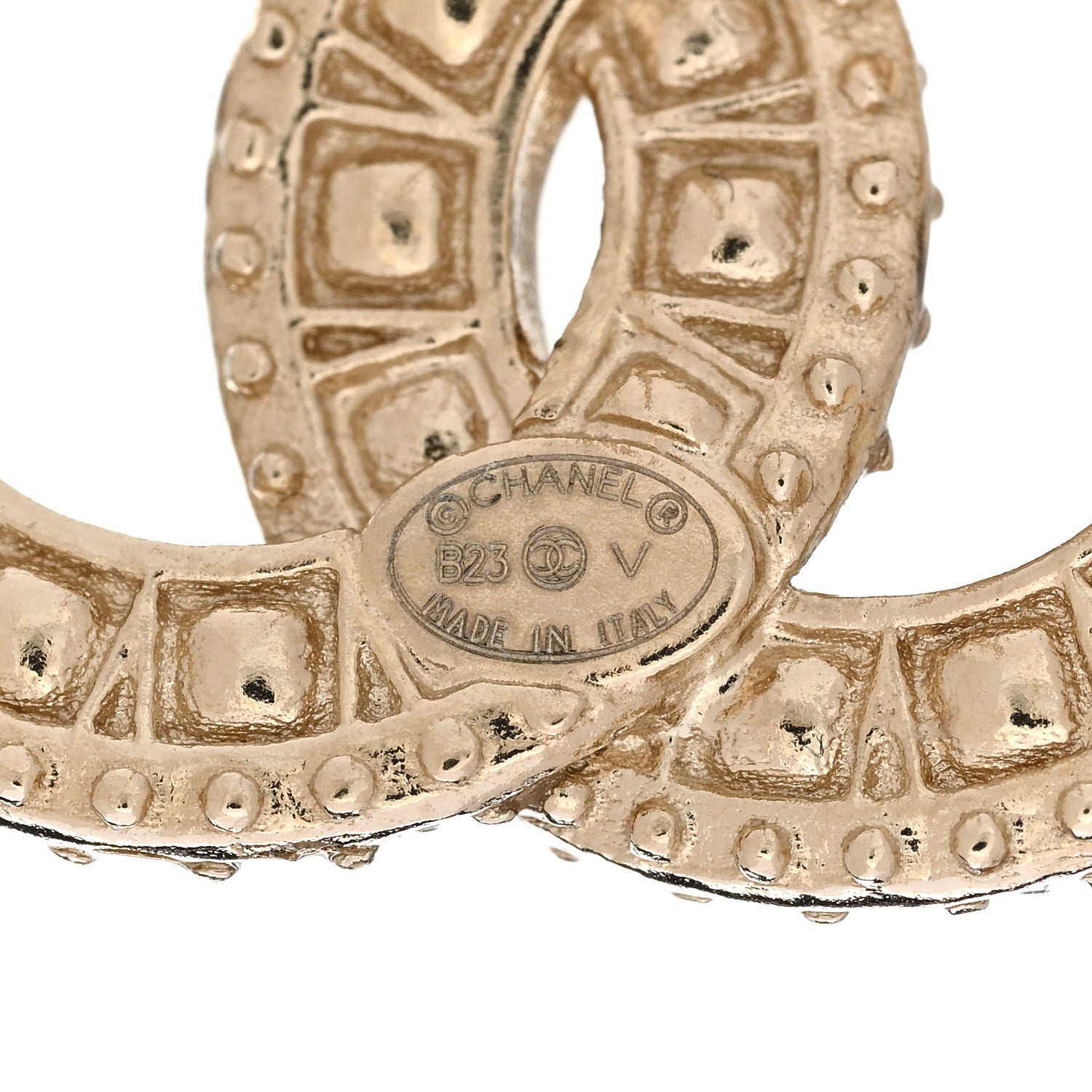 Chanel Crystal Timeless CC Earrings Light Gold 4 of 5