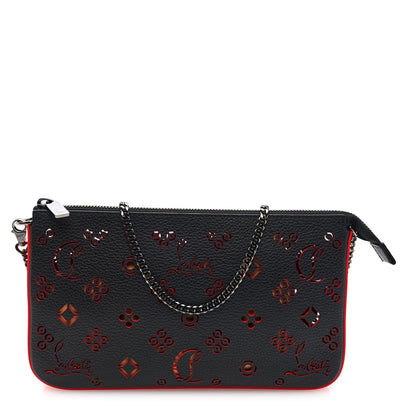 Christian Louboutin Calfskin Loubinthesky Perforated Shoulder Bag Black 1 of 8