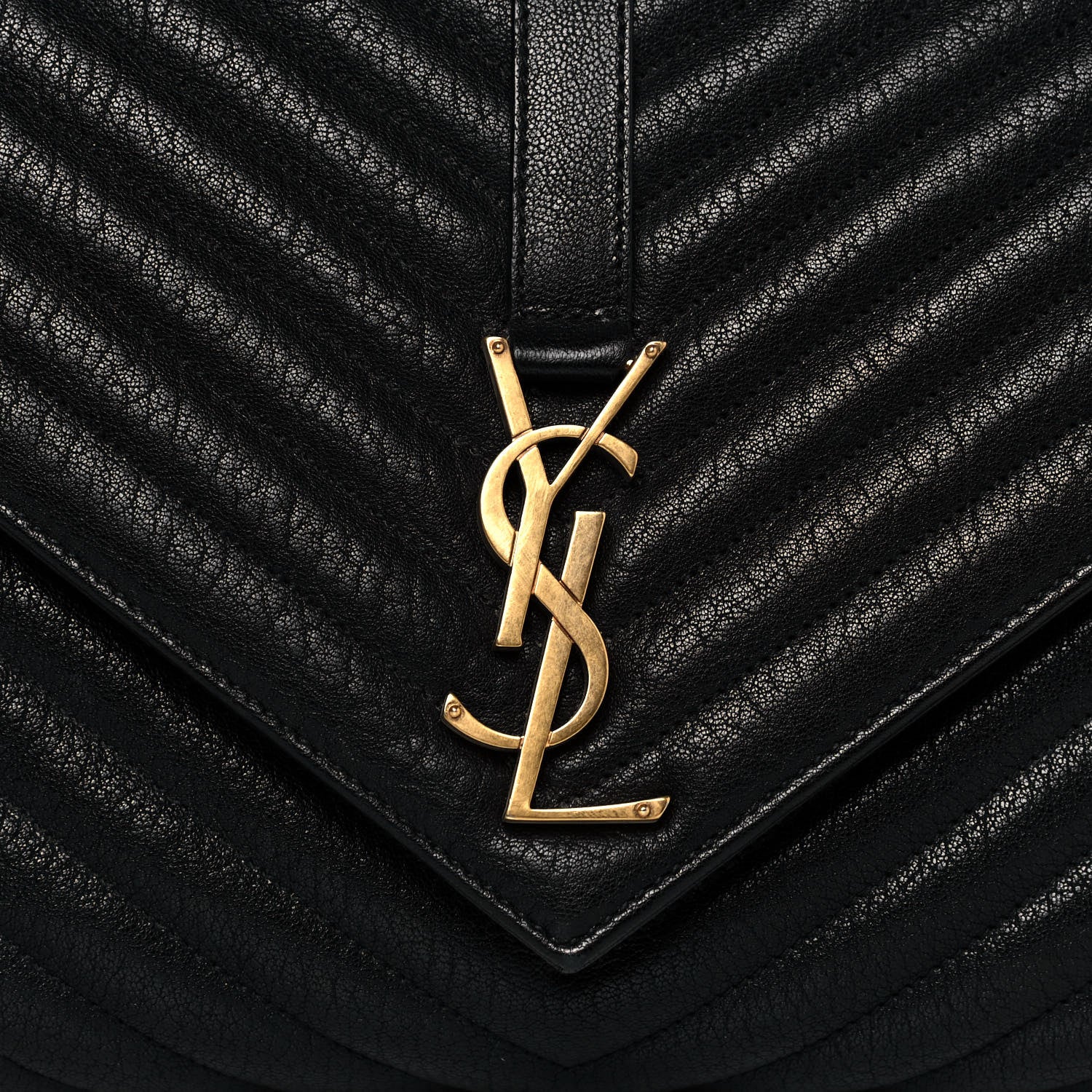 Saint Laurent Sheepskin Matelasse Chevron Monogram Large College Satchel Black 7 of 13