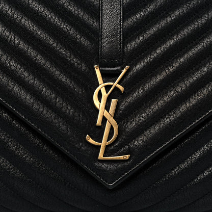 Saint Laurent Sheepskin Matelasse Chevron Monogram Large College Satchel Black 7 of 13