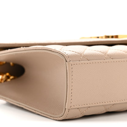 Saint Laurent Grain De Poudre Textured Mixed Matelasse Triquilt Medium Monogram Satchel Dark Beige 9 of 11