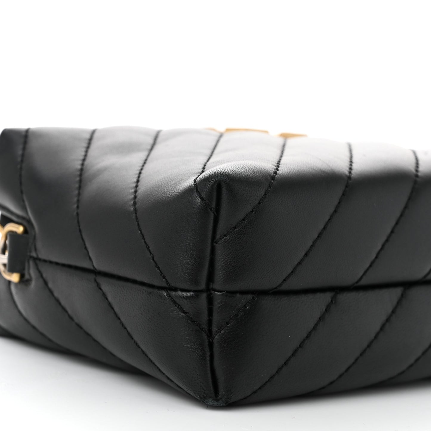 Calfskin Diagonal Quilted Jackhammer Camera Bag Black