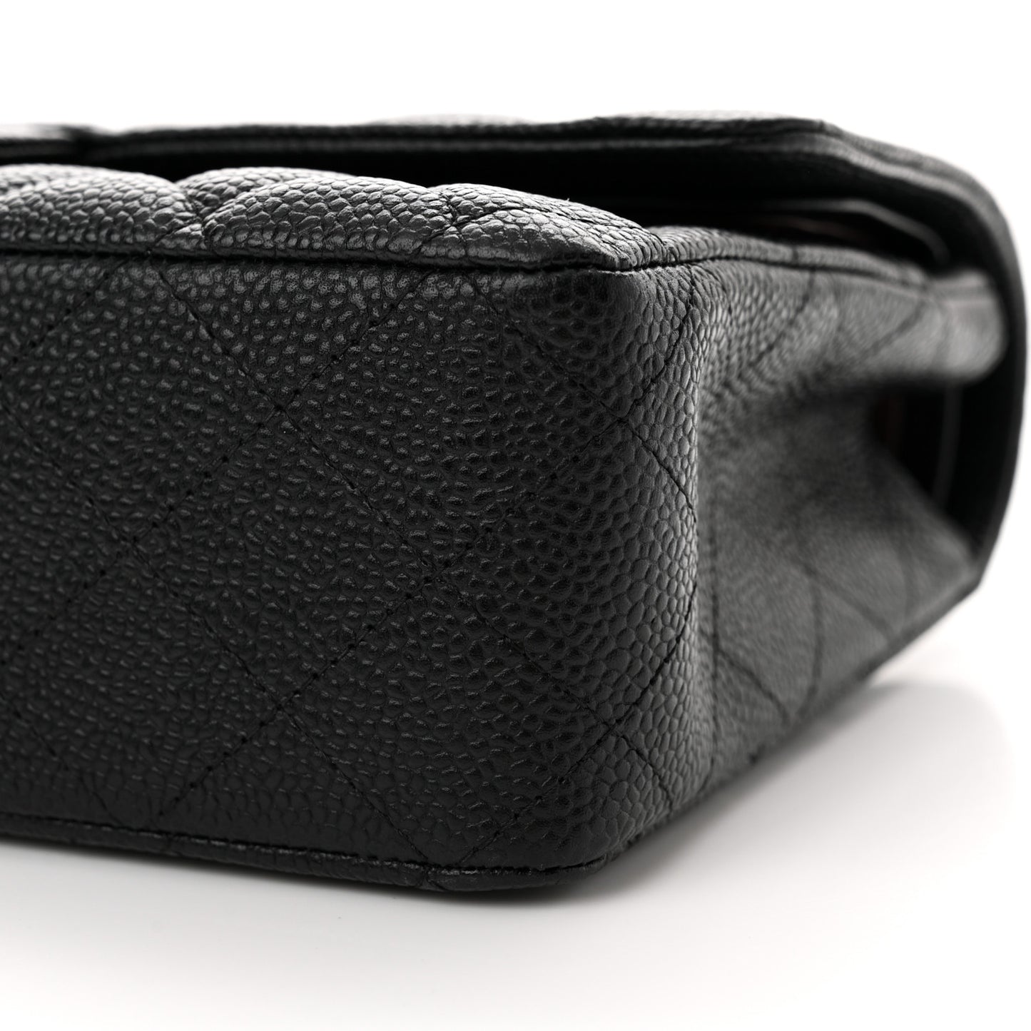 Caviar Quilted Medium Double Flap Black